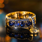 Antique Ring in Gold & Blue Crystal