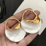 White & Gold Retro Earrings