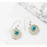 Bohème Saturn Turquoise Earrings in Silver & Gold