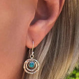 Bohème Saturn Turquoise Earrings in Silver & Gold