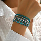 Boho Bracelet Set with Turquoise Pearls
