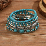 Boho Bracelet Set with Turquoise Pearls
