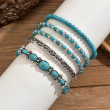 Boho Bracelet Set with Turquoise Pearls