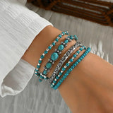 Boho Bracelet Set with Turquoise Pearls