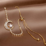 Bracelet with Hanging Moon, Zircon & Gold
