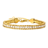 Stainless Steel Bracelet with Chain & Cubic Zirconia