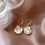 Long Earrings with White Petals