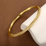 Elegant Bracelet with Crystals & Double Gold Rows
