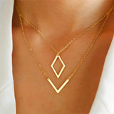 Elegant Necklace with V-Shaped Geometric Pendant
