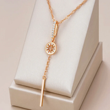 Elegant Necklace with Round Crystal in Gold