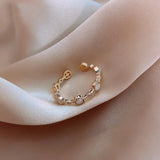 Elegant Adjustable Round Ring in Gold & Crystal