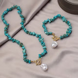Elegant Natural Stone & Pearl Jewelry Set
