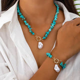 Elegant Natural Stone & Pearl Jewelry Set