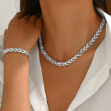 Elegant Fishtail-Shaped Set with Glass & Stones