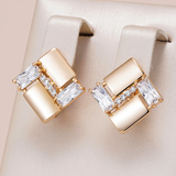 Elegant Geometric Earrings with Zircon in Gold
