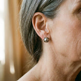 Elegant Earrings with Black Pearl