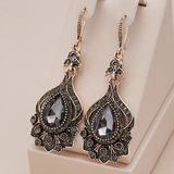 Elegant Black Crystal Mandala Earrings