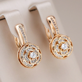 Elegant Round Earrings with Cubic Zirconia & Gold