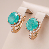 Elegant Gold Earrings with Turquoise & Opal