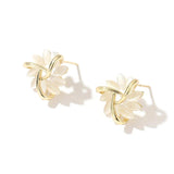 Elegant Refined Earrings with Opal Flowers in Gold