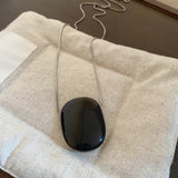 Classic Necklace with Silver Chain & Black Stone