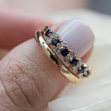 Classic Gold Ring with Blue Cubic Zirconia