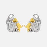 Two-Tone Earrings in Silver & Gold
