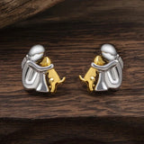 Two-Tone Earrings in Silver & Gold