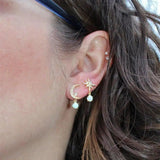 Moon & Star Earrings in Gold & Opal