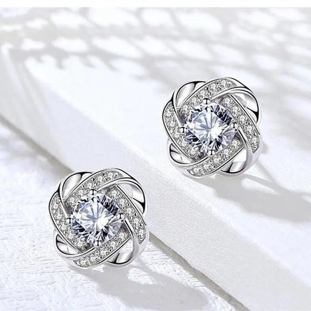 Cross-Shaped Earrings with Floral Pattern