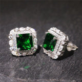 Earrings with Cubic Zirconia & Emeralds