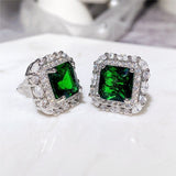 Earrings with Cubic Zirconia & Emeralds