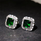 Earrings with Cubic Zirconia & Emeralds