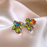 Earrings with Colorful Zircon in Elegant Gold
