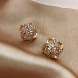 Zircon Bead Earrings in Gold
