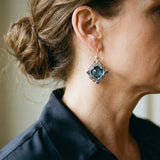 Earrings with Blue Crystals in Gold & Silver