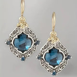 Earrings with Blue Crystals in Gold & Silver