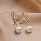 Earrings with Pearls & Shimmering Gold Trim