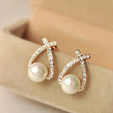 Earrings with Pearls & Braided Crystals