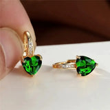 Earrings with Emerald Stone Hearts