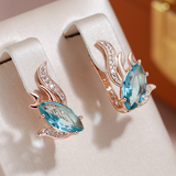 Earrings with Turquoise Crystals in Gold