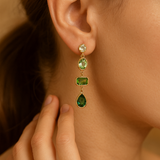 Earrings with Hanging Green Stones