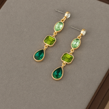 Earrings with Hanging Green Stones