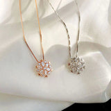 Crystal Necklace with Shimmering Snow in Gold & Silver