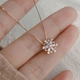 Crystal Necklace with Shimmering Snow in Gold & Silver