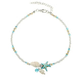 Anklet with Stars & Natural Stone Shell