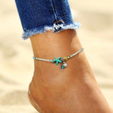 Anklet with Stars & Natural Stone Shell