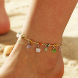 Anklet with Multicolor Crystals & Gold