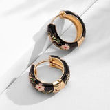 Luxury Earrings with Black Flowers