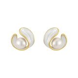 Luxury Drop Earrings with White Opal & Gold Pearls